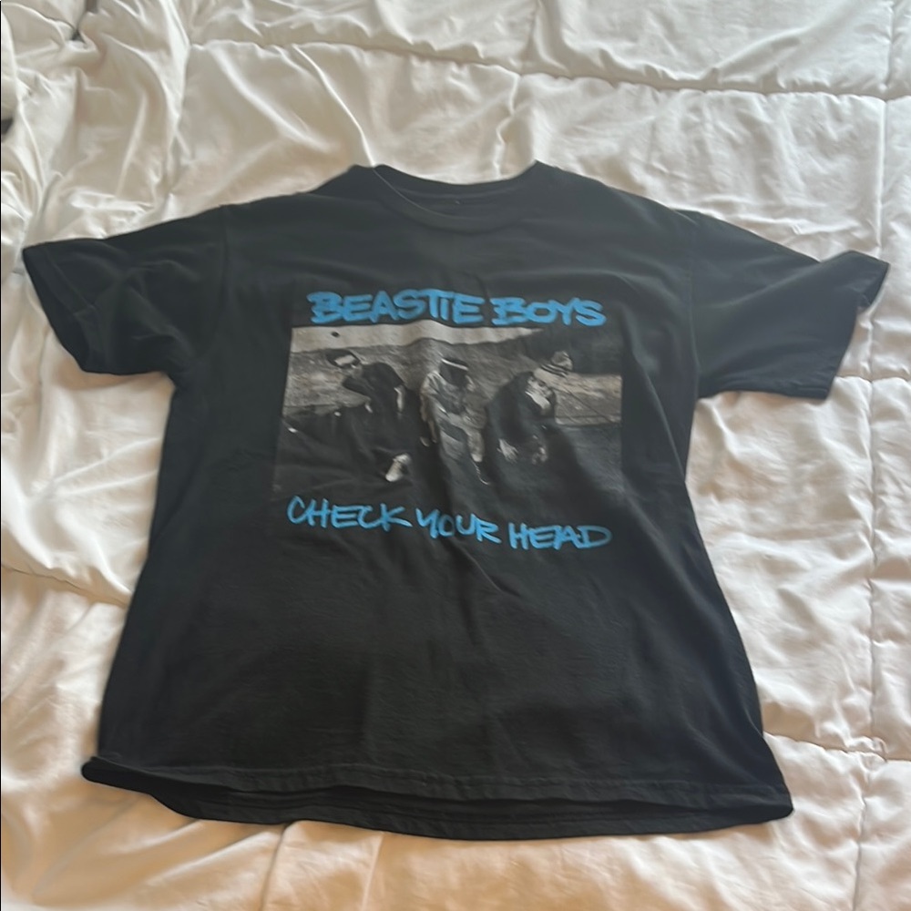 Black Beastie Boys Graphic T-Shirt with Blue Text